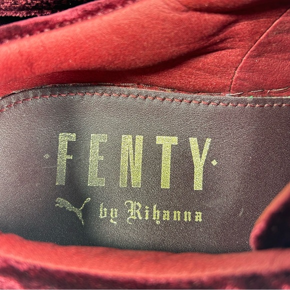 Puma x FENTY by Rihanna Creeper Velvet Platform Red & Gold Shoes; Women’s Sz 7.5 - Picture 14 of 16